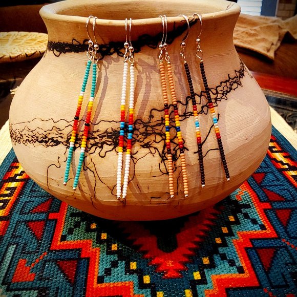 NWT, 3" HANDCRAFTED LONG SEED BEAD EARRING STICKS. - Picture 1 of 1